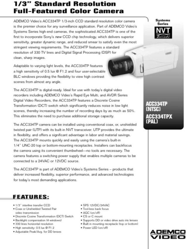 Ademco ACC334TP Security Camera - photo 2