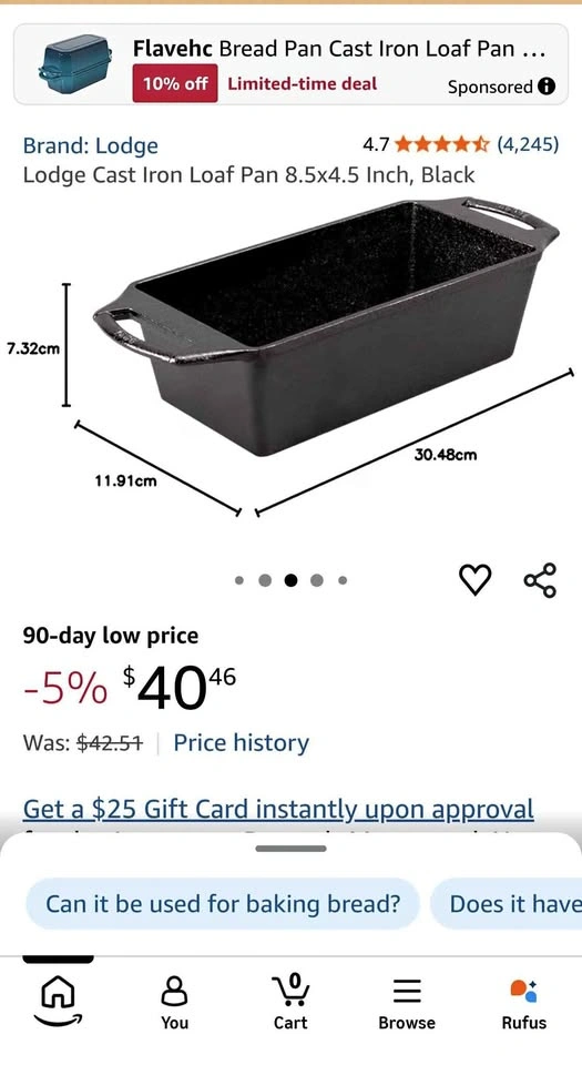Lodge Cast Iron Loaf Pan