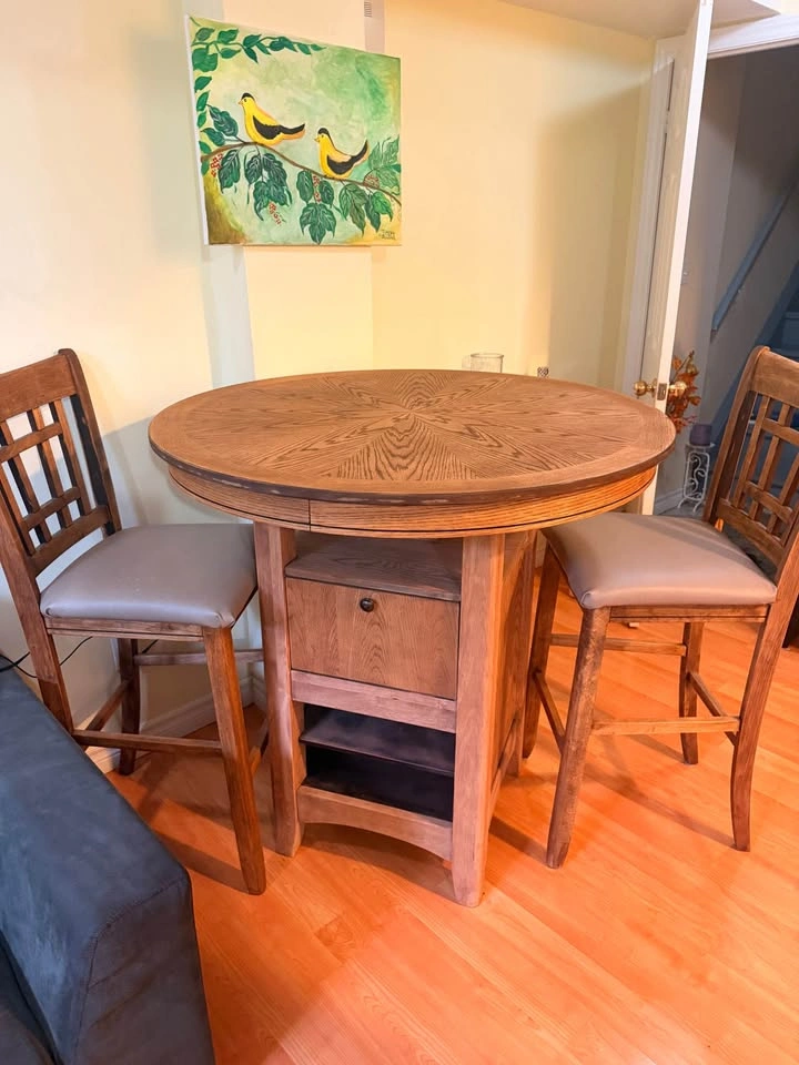 Solid Wood Counter-Height Dining Table Set + 2 Chairs - photo 2