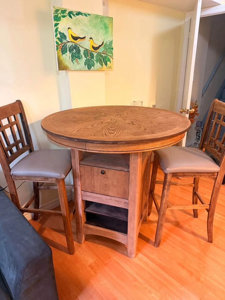 Solid Wood Counter-Height Dining Table Set + 2 Chairs - photo 3