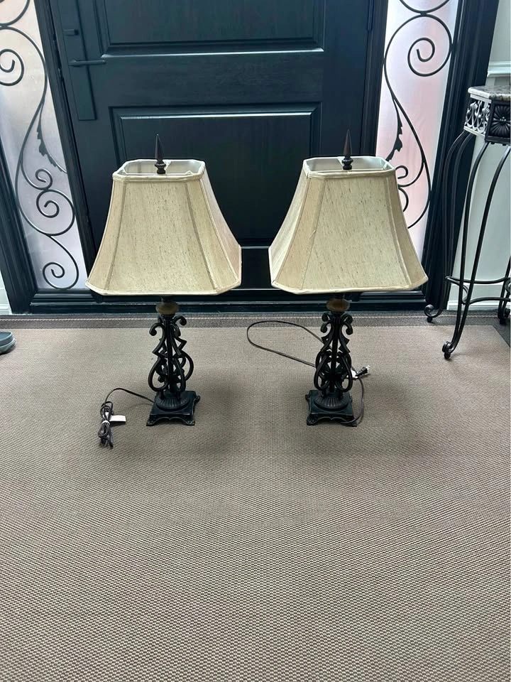 Pair of Wrought Iron Style Table Lamps
