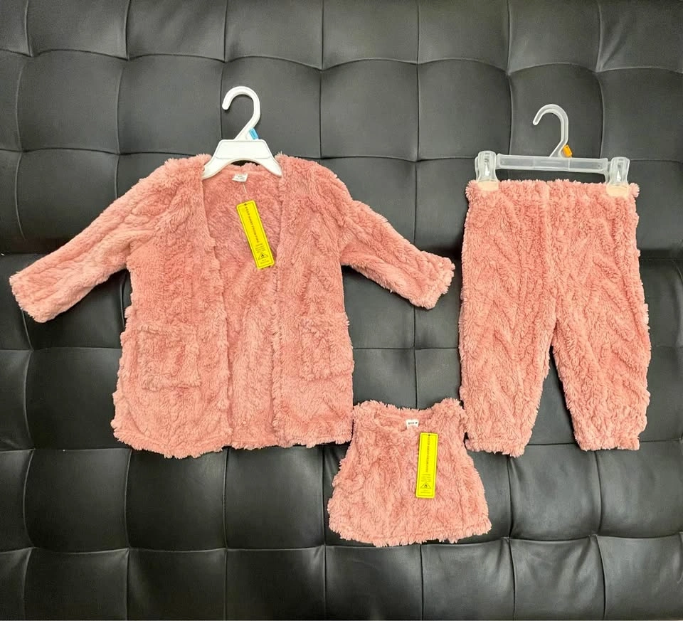 NEW SHEIN Pink Fuzzy 3-Piece Set 12m - 18m (#1B)