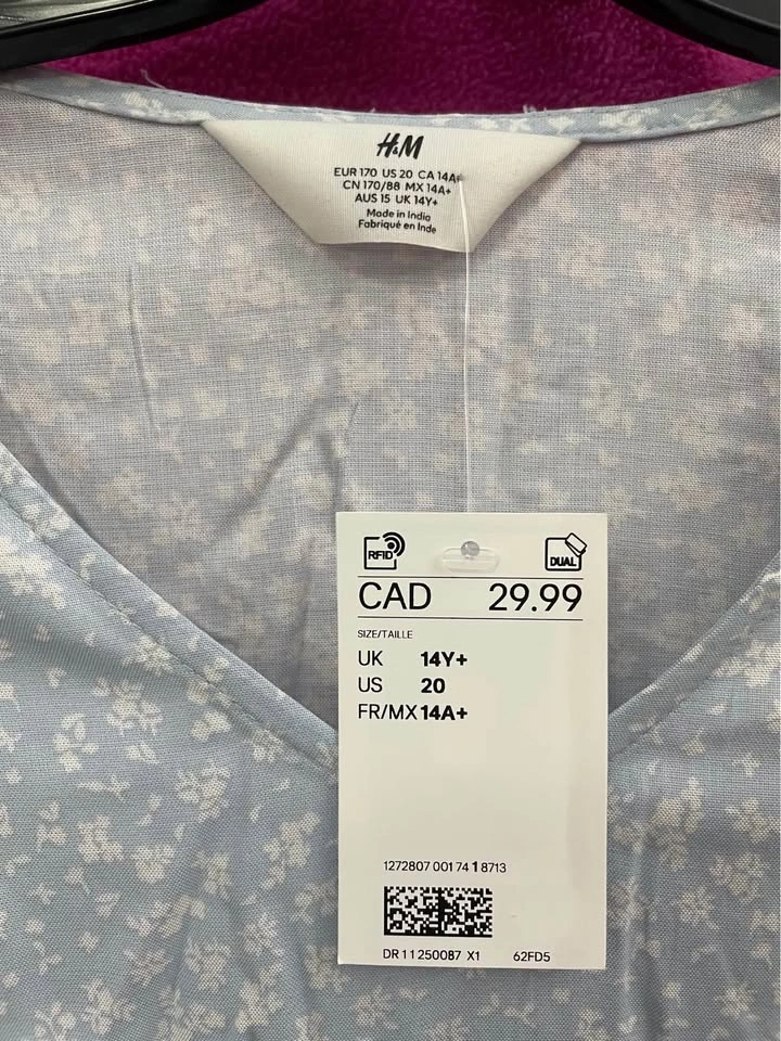 NEW H&M Floral Long Sleeve Dress 14Y+ (#1C) - photo 3