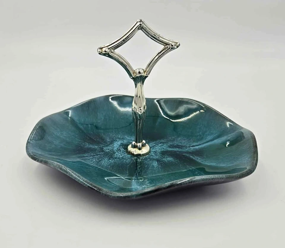 Blue Mountain Pottery Canada Teal Glaze Tidbit Tray