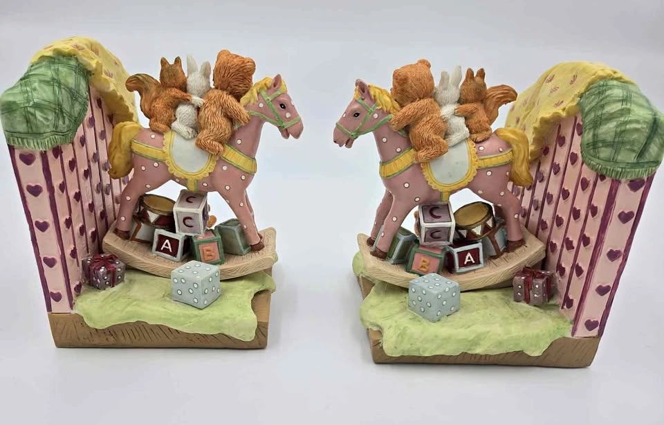 Vintage Nursery Animal Rocking Horse Bookends