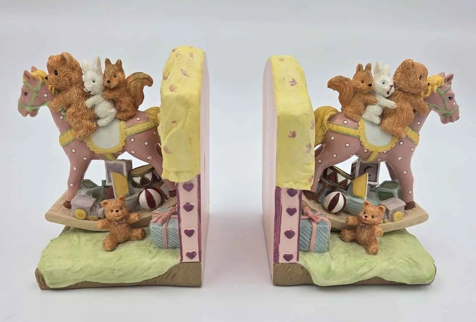 Vintage Nursery Animal Rocking Horse Bookends - photo 2