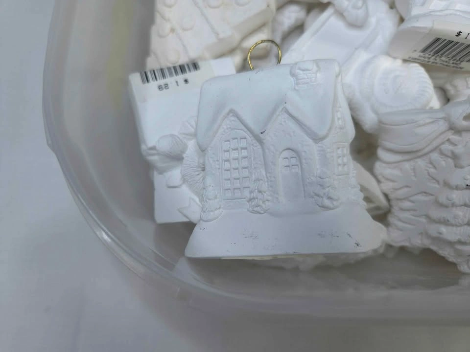 Lot of Unpainted Ceramic Christmas Ornaments - photo 4