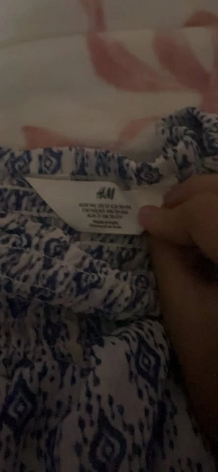 H&M Blue White Diamond Pattern Shirred Waist Skirt - photo 2