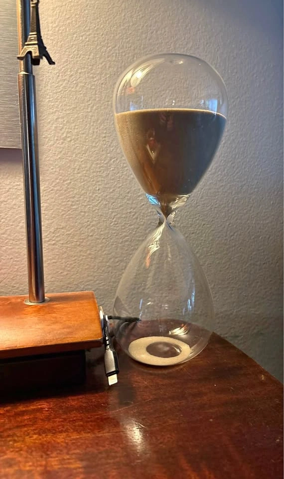 9.5" Clear Glass Hourglass Sand Timer – Minimalist Modern Decor