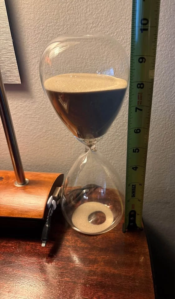 9.5" Clear Glass Hourglass Sand Timer – Minimalist Modern Decor - photo 3