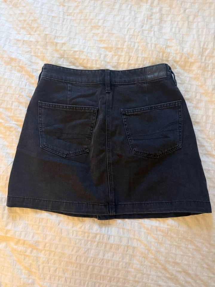 American Eagle Black Denim Button-Front Mini Skirt - photo 2