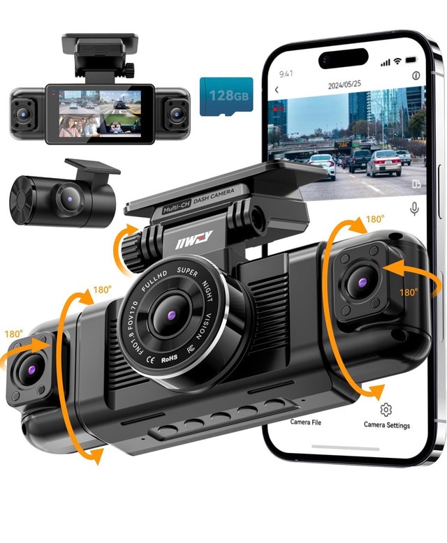 IIWEY N5 4 Channel Dash Cam, 360° All-Sides View, FHD 1080P