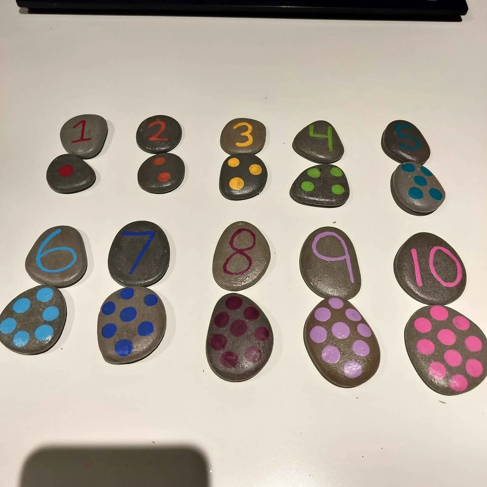 Hand Painted Number Matching Counting Rocks - Preschool Kinderga