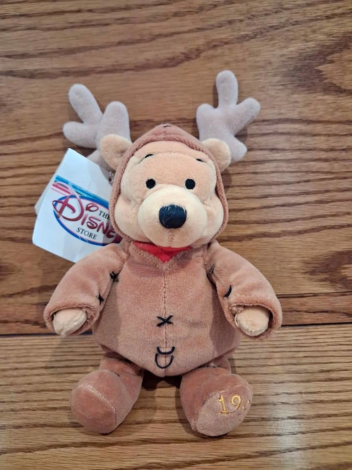 Vintage Disney Store Winnie The Pooh 8" Mini Reindeer Pooh
