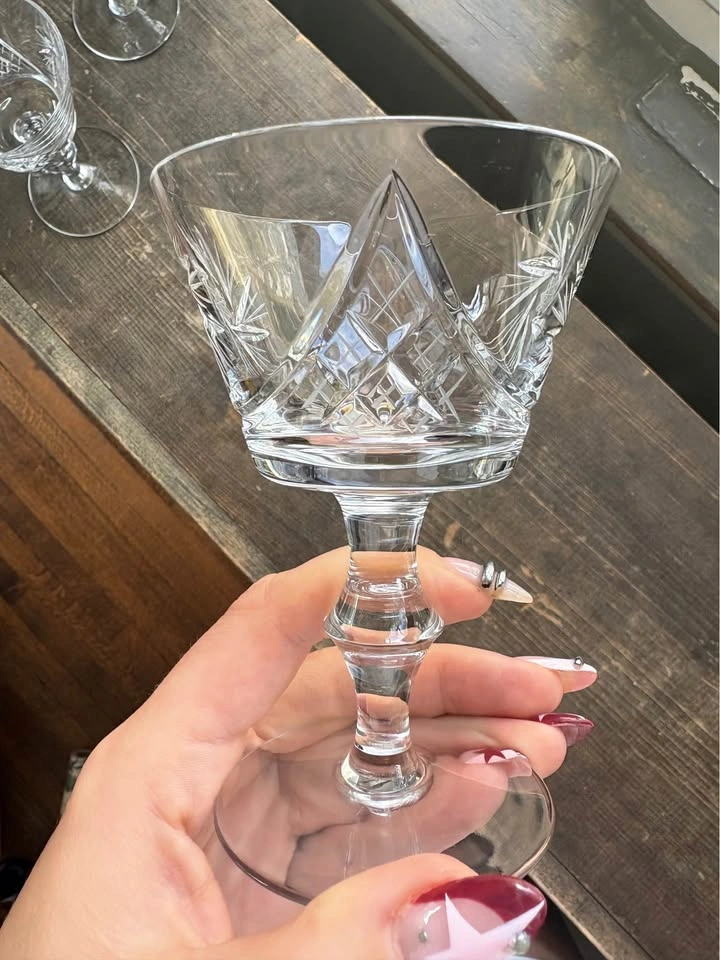 Vintage Hand-Cut Crystal Champagne Coupes / Cocktail Glasses - photo 2