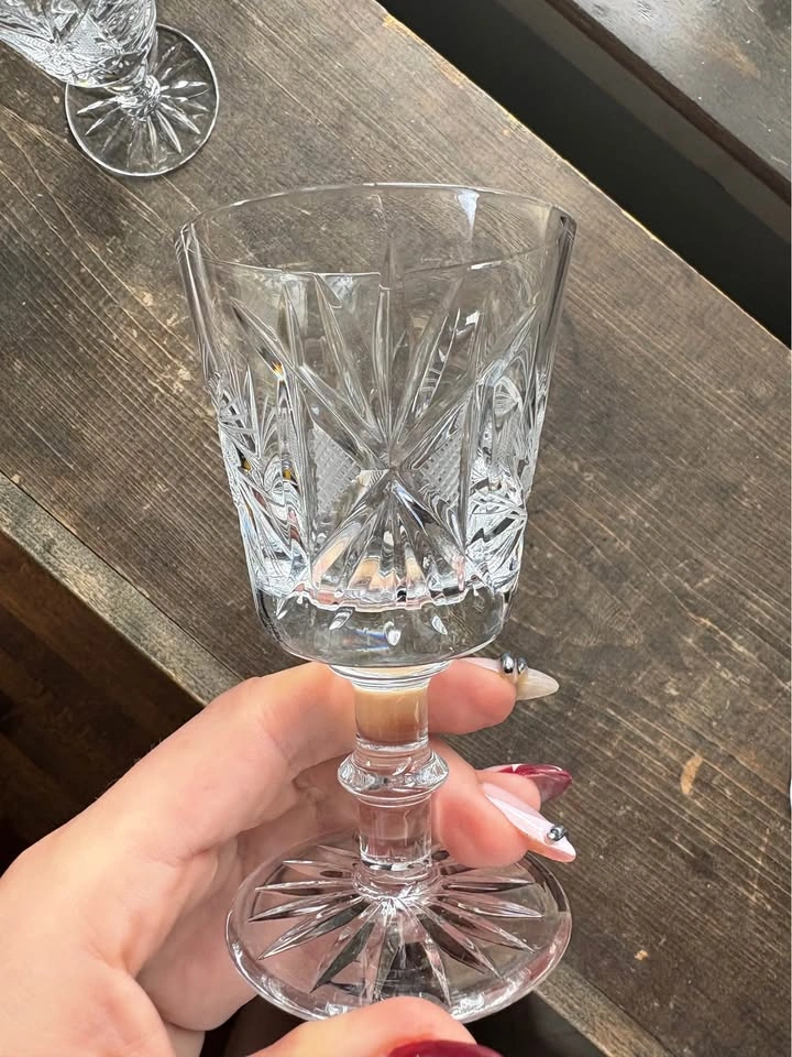Set of Vintage Bohemian Pinwheel Crystal Cordial / Port Glass - photo 3