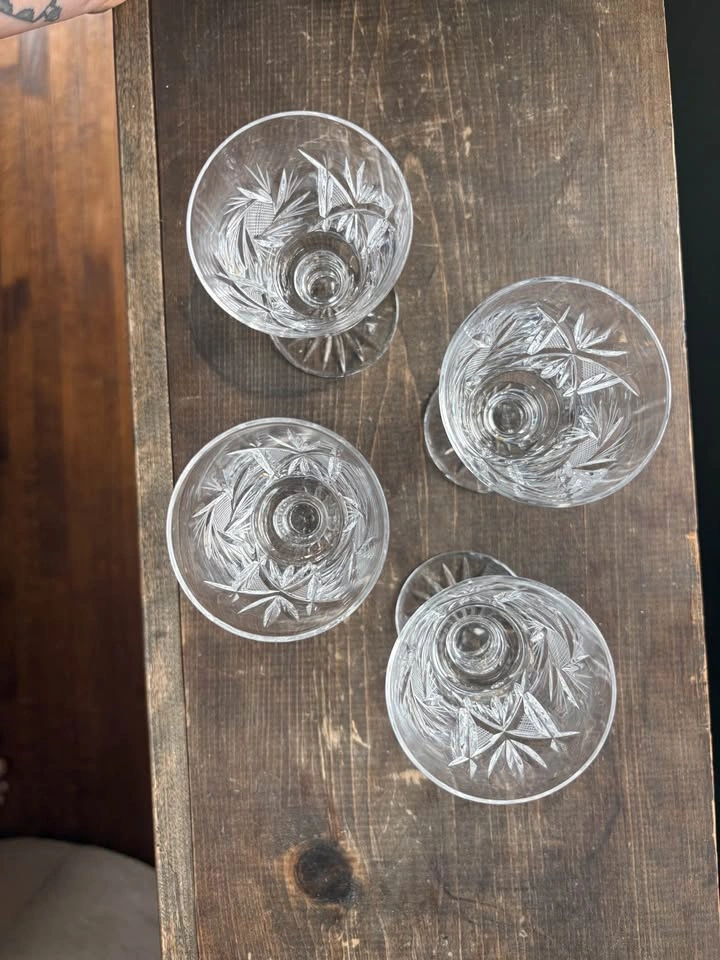 Set of Vintage Bohemian Pinwheel Crystal Cordial / Port Glass - photo 4