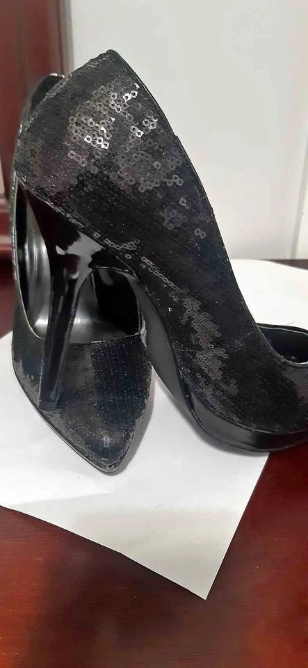 George Black Sequin Stiletto Pumps