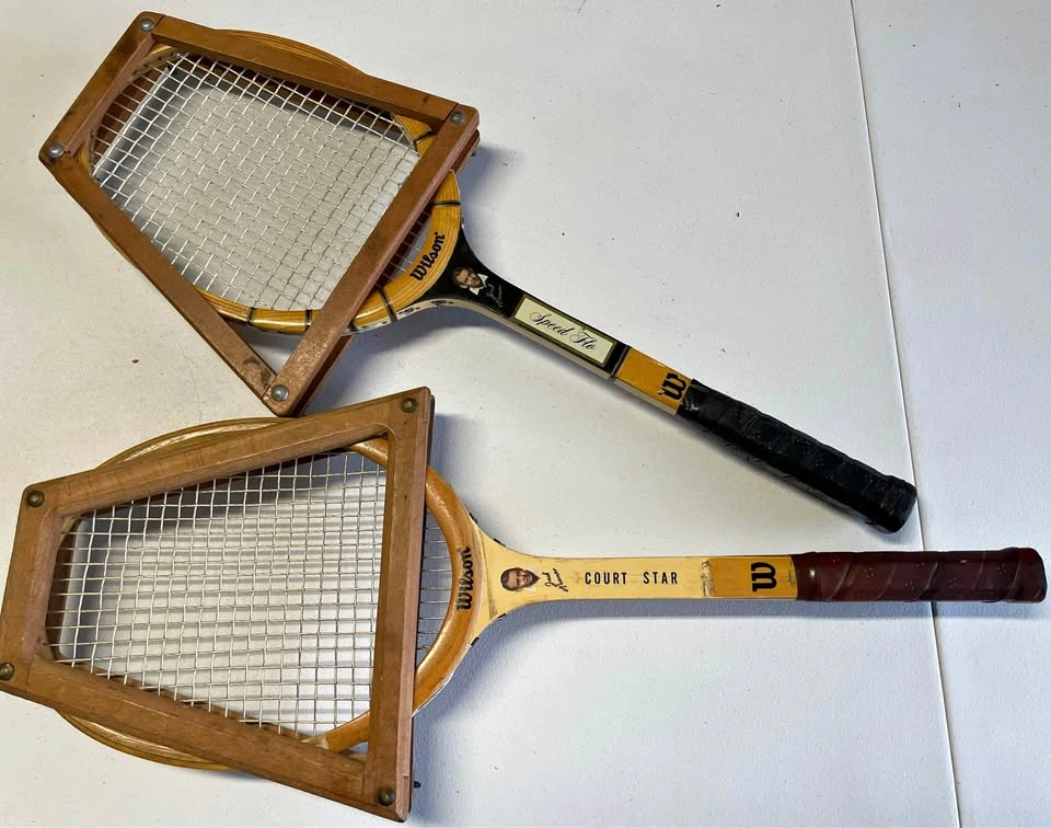 Vintage Wilson Jack Kramer Wood Tennis Rackets w/ Presses