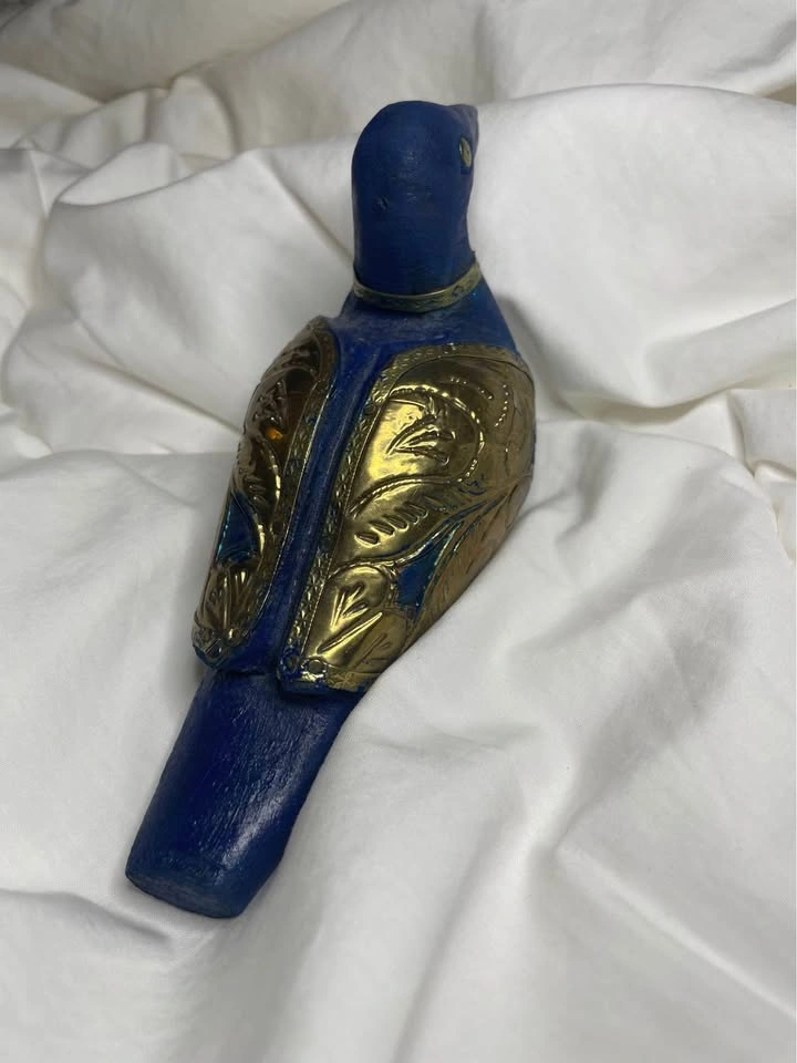 Vintage Brass & Carved Wood Bird Figurine - Boho Eclectic Decor - photo 3