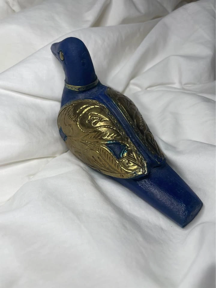 Vintage Brass & Carved Wood Bird Figurine - Boho Eclectic Decor - photo 4