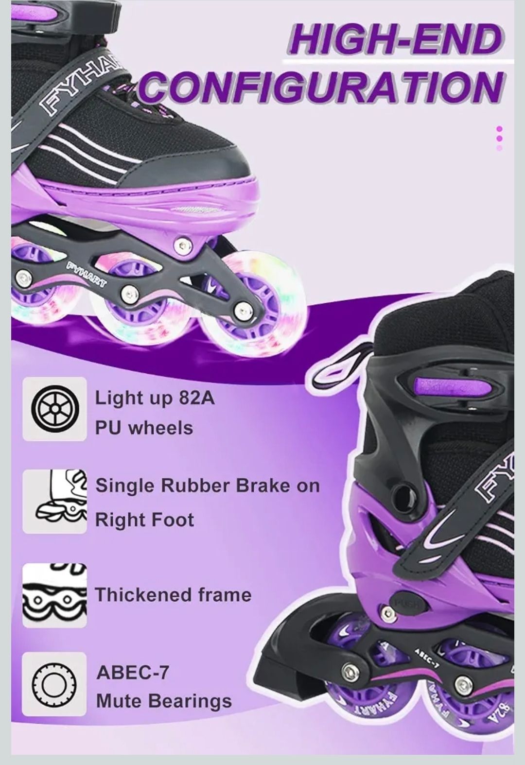 Kids roller blades skates, adjustable size - photo 5