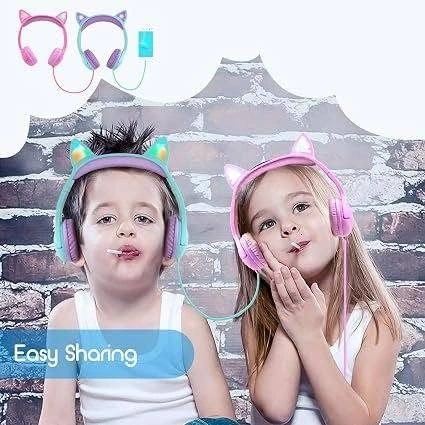 OLYRE Kids Glowing Cat Ear Headphones – Volume Limited Safesound - photo 2