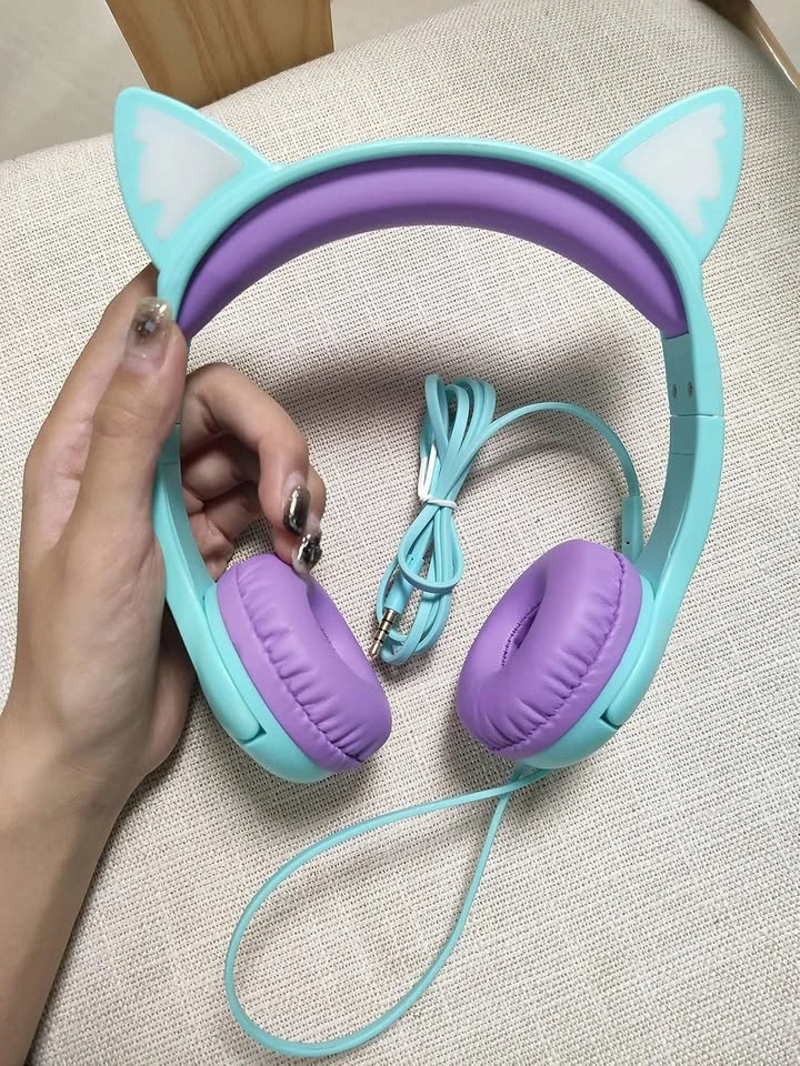 OLYRE Kids Glowing Cat Ear Headphones – Volume Limited Safesound - photo 3