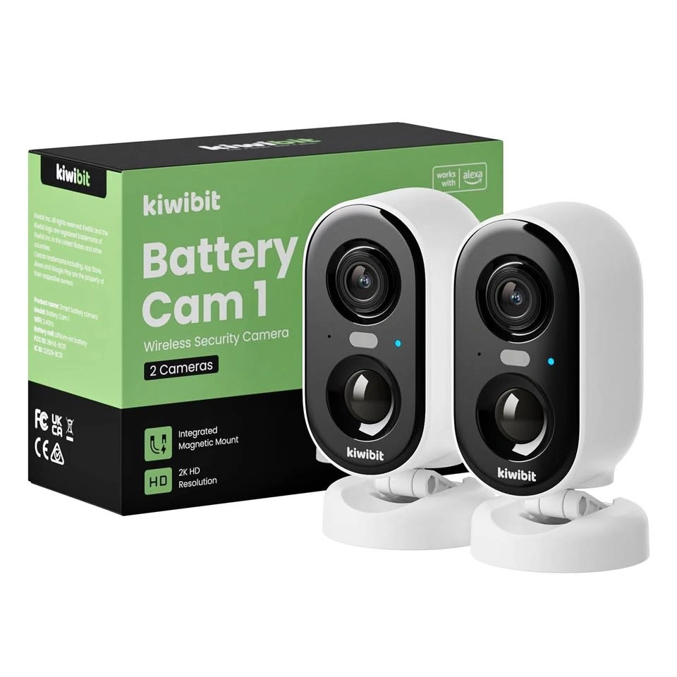 Kiwibit Battery Cam 1 Security System (2 Wireless 2K Cameras)
