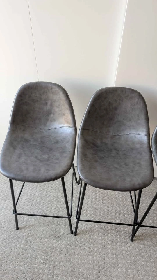Four high chairs - leather - Grey - set of 4 - photo 2