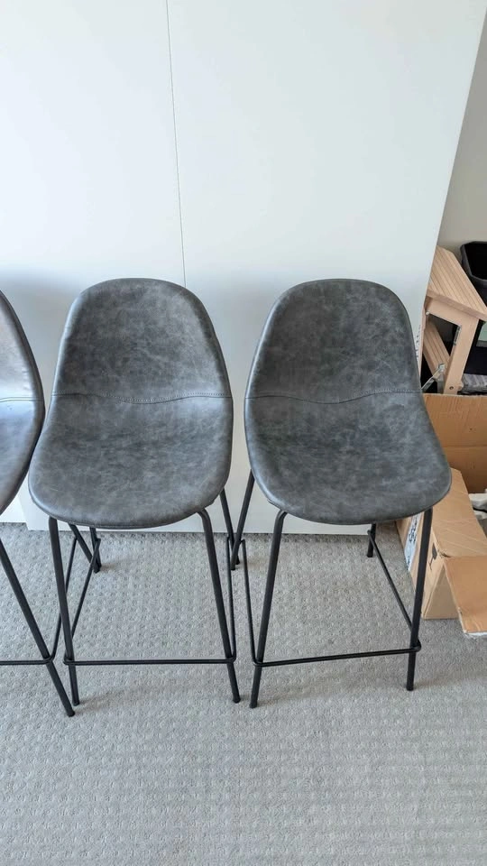 Four high chairs - leather - Grey - set of 4 - photo 3