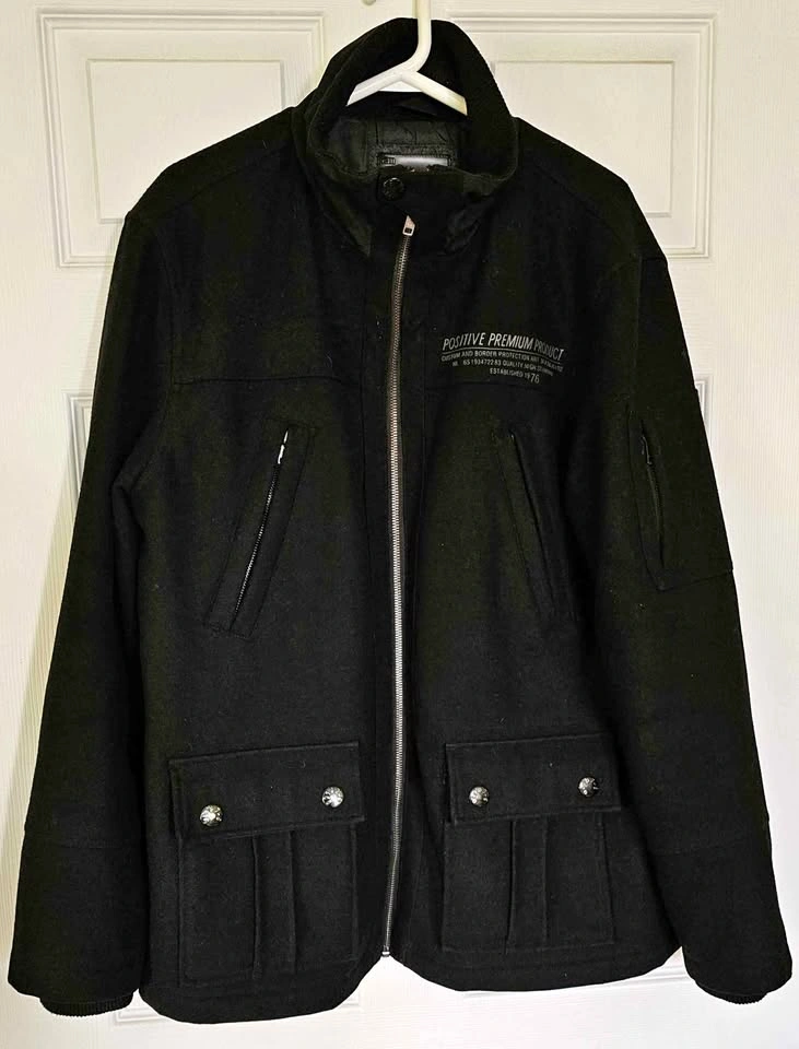 Private Member Men's Wool Blend Padded Winter Jacket - Size L