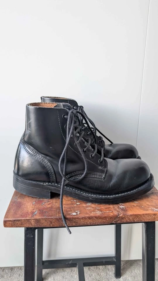 Vintage H.H. Brown Black Leather Steel Toe Boots Size 5E/6.5 - photo 2