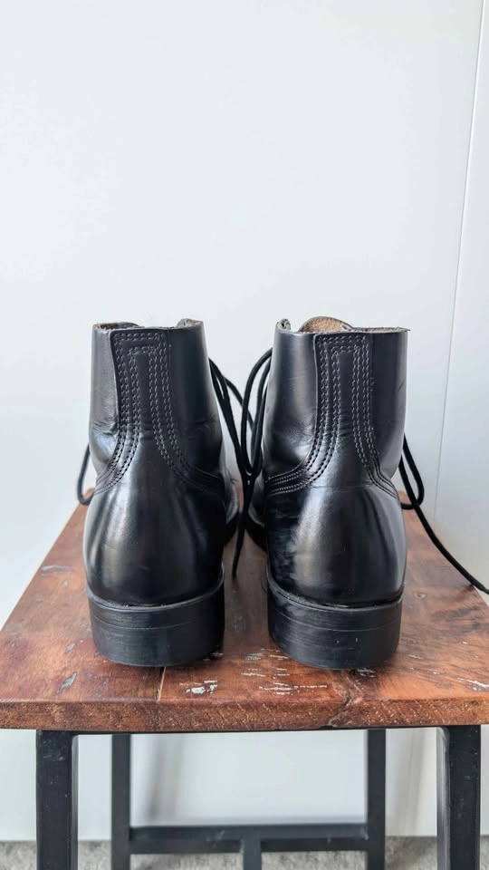 Vintage H.H. Brown Black Leather Steel Toe Boots Size 5E/6.5 - photo 3
