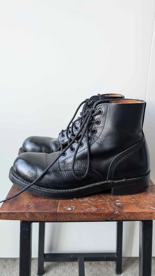 Vintage H.H. Brown Black Leather Steel Toe Boots Size 5E/6.5 - photo 4