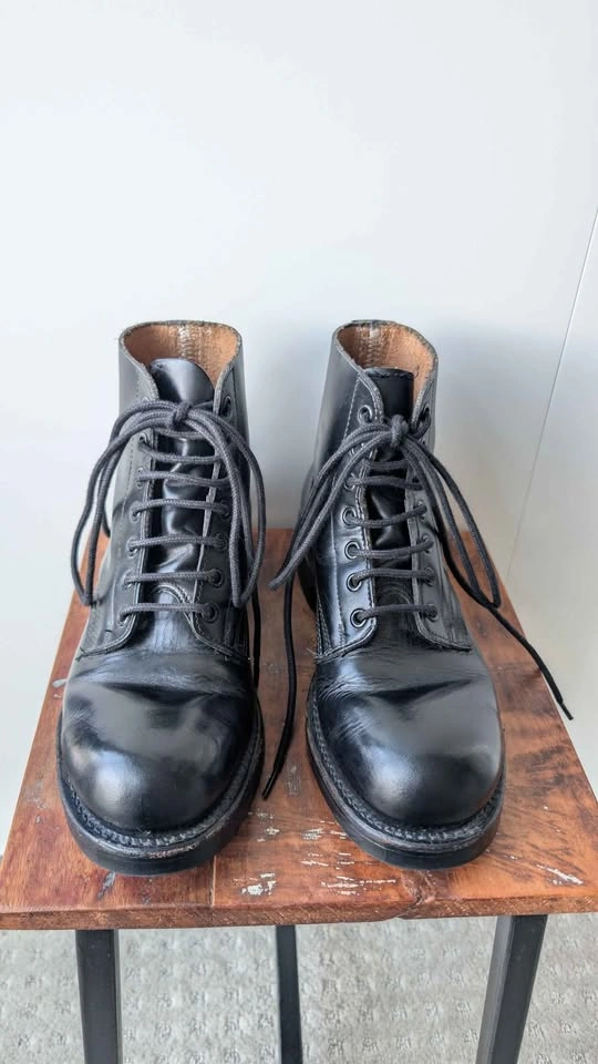 Vintage H.H. Brown Black Leather Steel Toe Boots Size 5E/6.5 - photo 5