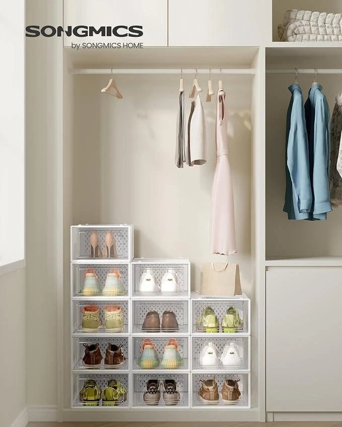 Shoe Storage Boxes – Pack of 12 Stackable Organizer Set - photo 2