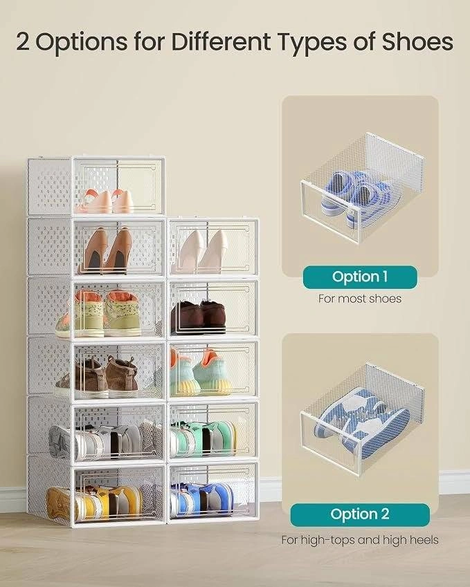 Shoe Storage Boxes – Pack of 12 Stackable Organizer Set - photo 3