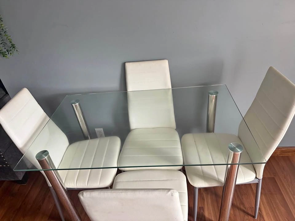 Glass Dining Table with 4 Chairs