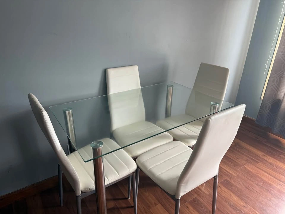 Glass Dining Table with 4 Chairs - photo 2