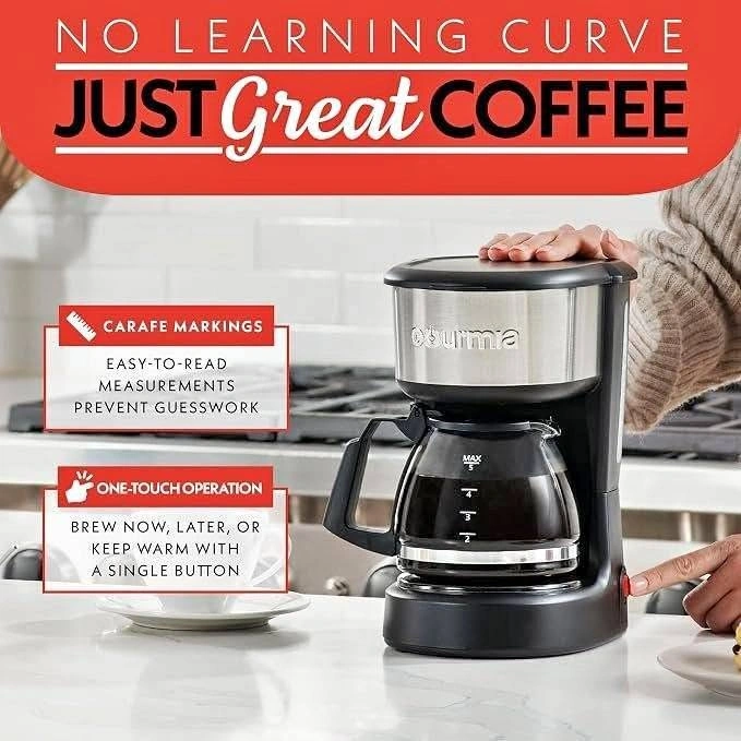 One-Touch 5-Cup Coffee Maker – Compact Drip Brewer