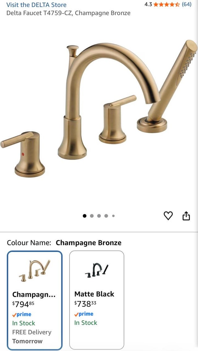 Delta T4759-CZ Roman Tub Trim