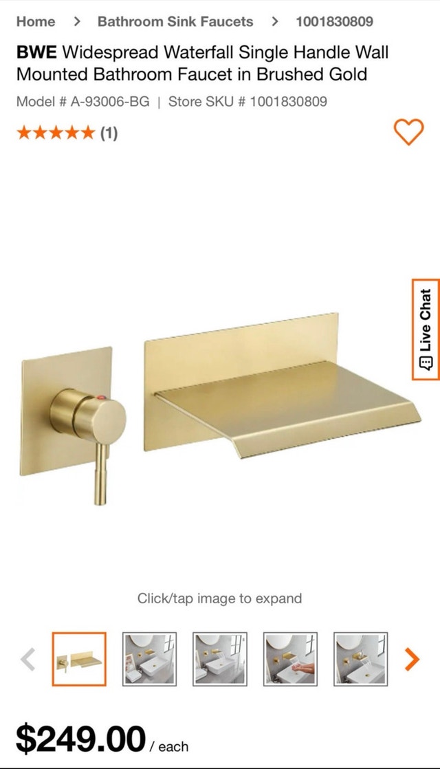 BWE Widespread Waterfall Wall Mounted Faucet