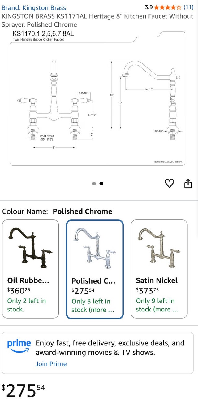 Kingston Brass Heritage 8 inch Kitchen Faucet