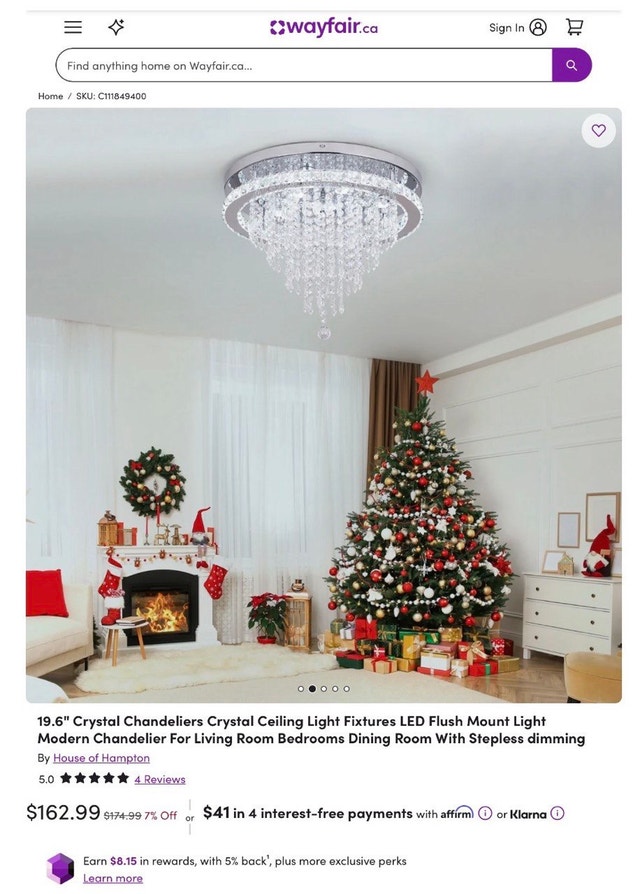 House of Hampton 19.6 inch Crystal Chandelier