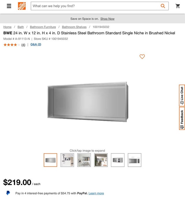BWE 24 in. x 12 in. x 4 in. Stainless Steel Bathroom Niche