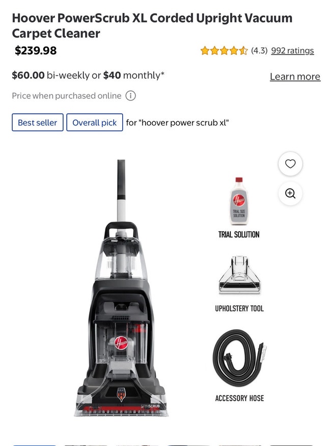 Hoover PowerScrub XL Carpet & Upholstery Cleaner - photo 4