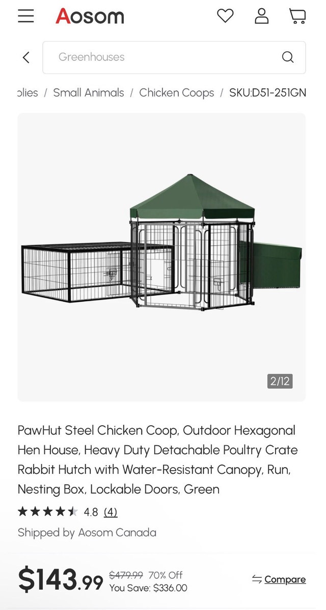 PawHut Steel Chicken Coop