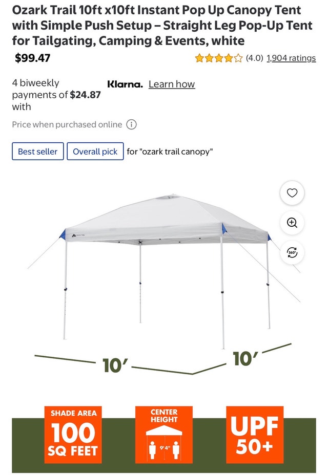 Ozark Trail 10ft x 10ft Instant Pop Up Canopy - photo 2