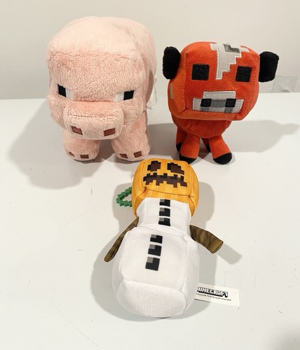 Minecraft Plush Lot Pig Mooshroom Cow Snow Golem Keychain